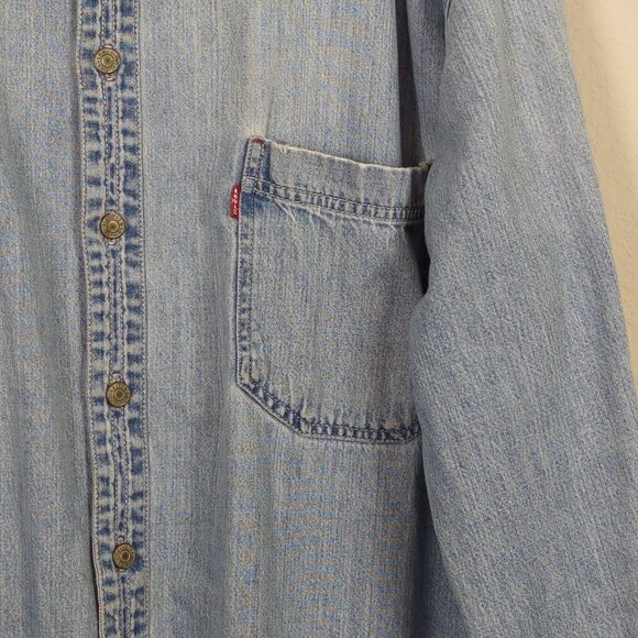 Levi's Vintage‎ Denim Button up Shirt XXL Thrashed faded distressed long sleeve - Picture 4 of 16